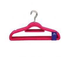JVL Simple-Kollektion Velvet Touch platzsparend rutschfest Kleiderbügel 20 Stück, recyceltes ABS-Kunststoff, Nylon, Zink, Pink, 41, 5 x 0,5 x 22,5 cm