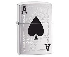 Zippo ACE of Spade Feuerzeug, Messing, Silber, One Size