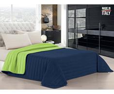 Elegant Sommer Steppdecke apfelgrün/dunkel blau, 100% Mikrofaser, 220x270cm