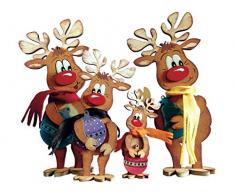 Petras Bastel News A-RUH72F4WS Bastelset, Familie Rentier mit Christbaumkugeln