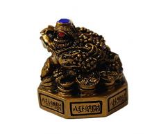 Feng Shui Dekofigur Geldfrosch aus Kunstharz mit drei Beinen Kröte / Reichtum Frosch Medium bronze
