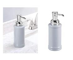 iDesign 71055EU Hamilton Seifenspender für Küche oder Bad, 9,1948 x 9,1948 x 20,6248 cm, graublau/chrom, keramik