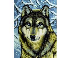 MAMMUT 105067 - Malen nach Zahlen Tiermotiv, Wolf, Komplettset mit bedruckter Malvorlage im A4 Format, 7 Acrylfarben und Pinsel, Malset für Kinder ab 8 Jahre