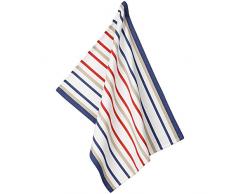 kela Frida Gericht Handtuch mit schmalem Streifen, Baumwolle, Rot/Blau/Beige, 50Â x 70Â cm