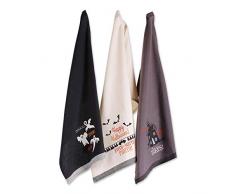 DII Dekoratives Geschirrtuch aus 100% Baumwolle, maschinenwaschbar, für den täglichen Gebrauch in der Küche geeignet, sehr saugfähig, aus Jacquard, Halloween, Set of 3