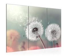Bilder Blumen Pusteblume Wandbild 120 x 80 cm Vlies - Leinwand Bild XXL Format Wandbilder Wohnzimmer Wohnung Deko Kunstdrucke Rosa 3 Teilig - MADE IN GERMANY - Fertig zum Aufhängen 023631b