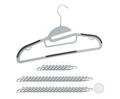 Relaxdays Kleiderbügel Set, Hosenstange, Kleid, Rock, Krawattenhalter, rutschfest, 360° drehbar, großes 50er Pack, grau