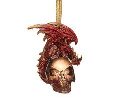 Christbaumschmuck - Black Coal Schädel und Drache-Feiertags-Verzierung: Set von drei - Drache Statue Schädel-Dekor