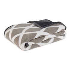 Gözze Wohn- und Kuscheldecke, Doppellagig verarbeitete Wendedecke, 150 x 200 cm, Jacquard, Silber, 40142-90-150200