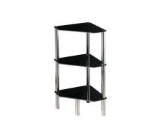 Premier Housewares Eckregal, 3-stöckig, Ablagen aus schwarzem Glas, Chrom-Rahmen, 77 x 34 x 34 cm