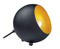 Reality Leuchten Tischleuchte, Metall, E14, schwarz matt/goldfarbig, 14 x 15 x 15 cm