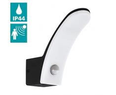 EGLO LED Außen-Wandlampe Fiumicino, 1 flammige Außenleuchte, Sensor-Wandleuchte aus Alu, Kunststoff, IP44, inkl. Bewegungsmelder, schwarz, weiß