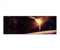 Panoramabild auf Leinwand und Keilrahmen 150x50cm Weltraum Planet Sonne