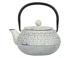 Sema 97141 Blumen Teekanne Gusseisen weiß 19 x 16 x 18 cm 0,8 l