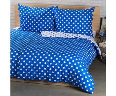 4Home Baumwolle Bettwäsche Punkt, Blau/Weiß, 200 x 140 cm, 2-Einheiten