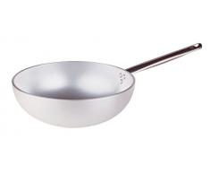 Pentole Agnelli Wok Induktion, Aluminium, mit Boden, Griff aus Edelstahl, Silber 32 cm Silber/schwarz