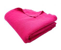 JOWOLLINA Bettüberwurf Plaid Decke Rasa 100% Leinen Stonewashed (Raspberry Sorbet, 250x275 cm)