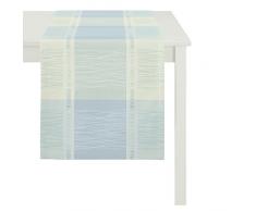 APELT Tischläufer, 100% Polyester, Hellgrau/Hellblau, 44x140