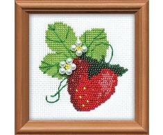 Riolis Kreuzstich-Set Erdbeeren Garten, Baumwolle, Mehrfarbig, 10 x 10 x 0.1 cm