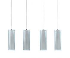 EGLO Pendellampe Pinto Nero, 4 flammige Pendelleuchte, Material: Stahl, Farbe: Nickel matt, Glas: Rauchglas, opal matt, weiß, Fassung: E27