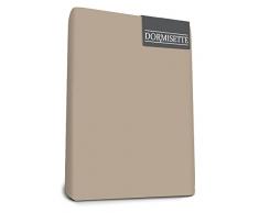 Bed-Fashion Dormisette Elasthan Split Topper Spannbettlaken, Mako-Satin, Taupe, Doppelbett, 160 x 200 cm
