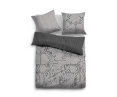 TOM TAILOR 0849933 Melange-Flanell Bettwäsche Garnitur mit Kopfkissenbezug (Baumwolle) 1x 135x200 cm + 1x 80x80 cm, grau