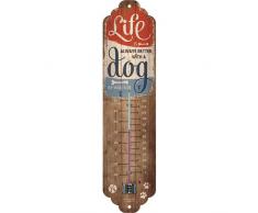 Nostalgic-Art PfotenSchild-Life is better with a dog Thermometer, Metall, 6,5x28 cm