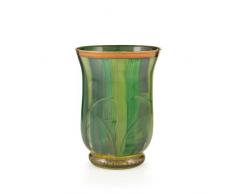 Angela neue Wiener Werkstaette Windlicht, echtes Golddekor, handbemalt Smaragd D = 11 cm H = 15 cm