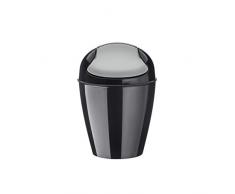 koziol Schwingdeckeleimer 2 L Del XS, Kunststoff, solid schwarz, 16,5 x 16,5 x 24 cm