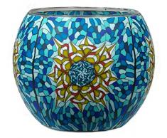 Himmlische Düfte Geschenkartikel CC219 Tischdekoration, Tiffany Star Windlicht Glas 11 x 11 x 9 cm, bunt