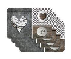 Venilia Tischset Platzset für Esszimmer, 4er Set abwischbar Polypropylen, lebensmittelecht 45 x 30 cm, 4 Stück, 59082, Kunststoff, Love in Wood Grau, Muster