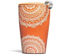 Tea Forté KATI Tasse Keramik Tee Brühtasse mit Sieb Korb und Deckel zum Streichen, Lose Leaf Tee, Chakra