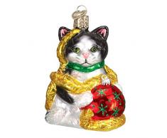 Old World Christbaumschmuck: Kirchenkollektion aus Glas, geblasen Holiday Kitten 3.50 Schwarz, Braun, Rot, Weiß, Grün