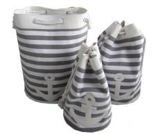 DVier PYWT-36b Tasche, Wäschesammler, Strandtasche, Polyester, weiß und hellgrau, Durchmesser 42cm, höhe 60cm