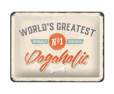 Nostalgic-Art PfotenSchild - Dogaholic Blechschild 15 x 20 cm, Metall, Bunt, 15x20 cm