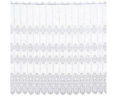 Plauener Spitze by Modespitze, Store Bistro Gardine Scheibengardine mit Stangendurchzug, hochwertige Stickerei, Höhe 112 cm, Breite 176 cm, Weiß