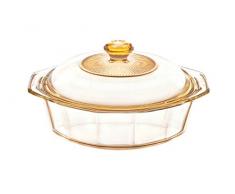 VISIONS pyroceram Diamant Kasserolle mit Glas, braun, 24,5 x 21,5 x 7 cm