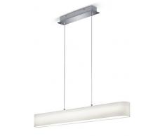 Trio Leuchten 320910101 Lugano A, LED Pendelleuchte, Nickel, 18 watts, Integriert, Stoffschirm Weiß, mit Switch-Dimmer, 8.5 x 100 x 150 cm
