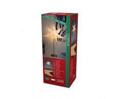 Konstsmide 2996-267 Weißer Papierstern mit kupferfarbenem Metallfuß / für Innen (IP20) / VDE geprüft / 230V Innen / ohne Leuchtmittel / mit an/aus Schalter / schwarzes Kabel