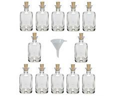 Viva Haushaltswaren - 12 x Mini Apothekerflasche 40 ml, kleine Glasflaschen mit Korken als Likörflasche / Laborflasche / Schnapsflasche etc. verwendbar (inkl. Trichter Ø 5 cm)