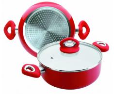 IBILI Vital Keramikkochtopf, Kasserolle mit Deckel, rot-weiß, geeignet für Induktion und Vitro, Durchmesser 28 cm, Höhe 10 cm