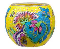 Himmlische Düfte Geschenkartikel GmbH Paradise Cat Windlicht, Glas, bunt, 11x11x9 cm
