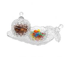 MyGift Glas Kristall klar Design 8 Oz Zucker Schalen Set & Tablett/Deko Candy Schalen, 3-teiliges Set
