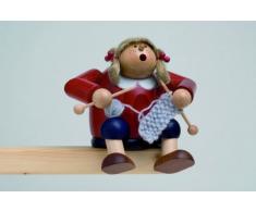 KWO Olbernhau 21617 Räuchermännchen Strickliesel, 15 cm