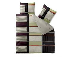 CelinaTex Fashion Bettwäsche 200 x 200 cm 3teilig Baumwolle Amia Kariert Blumen Beige Schwarz Grün