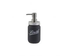 axentia Seifenspender Retro anthrazit, leicht nachfüllbarer Flüssigseifen-Spender aus Glas mit satinierter Dosierpumpe, Seifenbehälter mit ca. 450 ml Fassungsvermögen