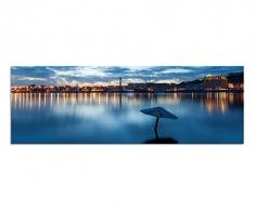 Panoramabild auf Leinwand und Keilrahmen 150x50cm Kiew Meer Stadt Wolken DÃ¤mmerung