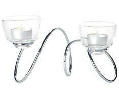 Black+Blum Teelichthalter T-Loop, Kerzenhalter für Teelichter mit Glasguss-Teelichthalter Fibonacci Curve, Chromstahl-Finish