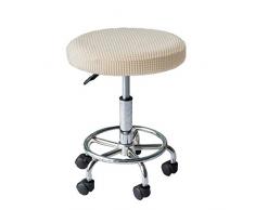 WOMACO 2 Stück Runde Hocker-Bezüge Stretch Barhocker Sitzbezug Barhocker Kissen Runde Schonbezüge für 30,5 33 cm 35,6 cm 38,1 cm Runde Hocker 2 Pack beige