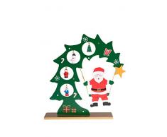 Clever Creations - Tischdekoration Weihnachtsmann auf Schaukel - mit 4 bemalten Mini-Figuren - passend zu jeder Dekoration - 100% echtes Holz - Grün, Rot & Goldfarben - 8,75“ (22,2 cm)